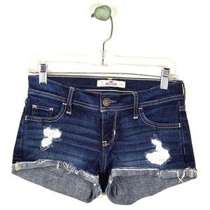 Hollister Distressed Blue Denim Shorts Size 0/24